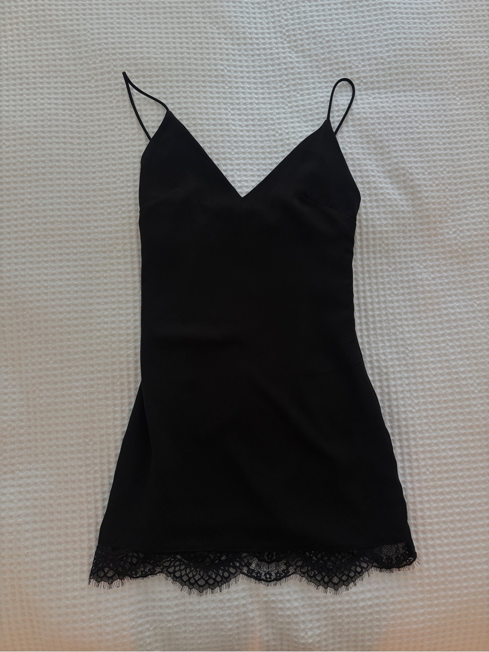 superdown Black Lace-Hem Slip Dress